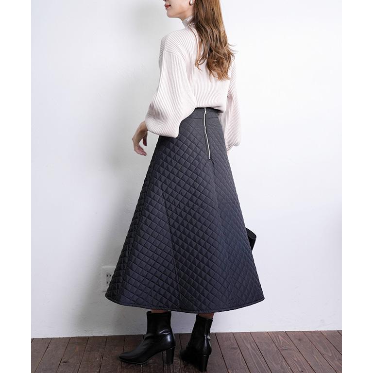 キルティング スカート フレア ロングスカート フレアスカート aライン