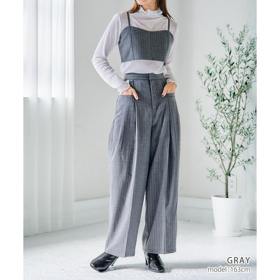 ボトムス パンツ レディース スーツ パンツスーツ ピンストライプ