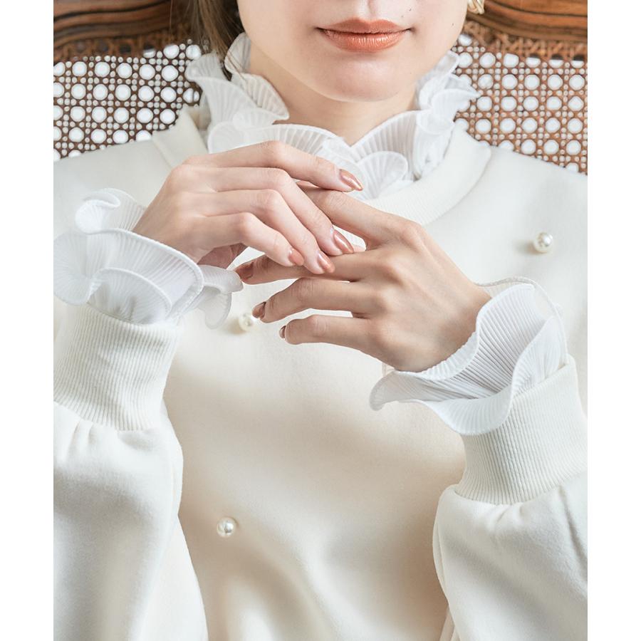 つけ襟 オシャレ トップス レディース 付け襟 おしゃれ 付け衿 50代 40代 30代 フリル つけ衿 ブラウス シャツ 重ね付け ホワイト ハイネック | ブランド登録なし | 08