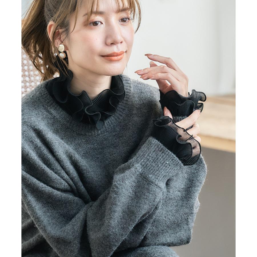 つけ袖 オシャレ トップス レディース 付け袖 おしゃれ 50代 40代 30代 フリル ブラウス シャツ 重ね付け ホワイト ハイネック | ブランド登録なし | 03