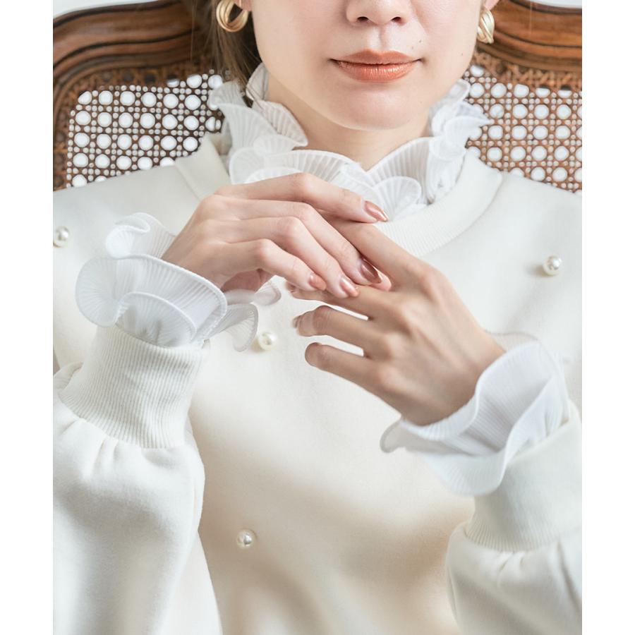 つけ袖 オシャレ トップス レディース 付け袖 おしゃれ 50代 40代 30代 フリル ブラウス シャツ 重ね付け ホワイト ハイネック | ブランド登録なし | 08
