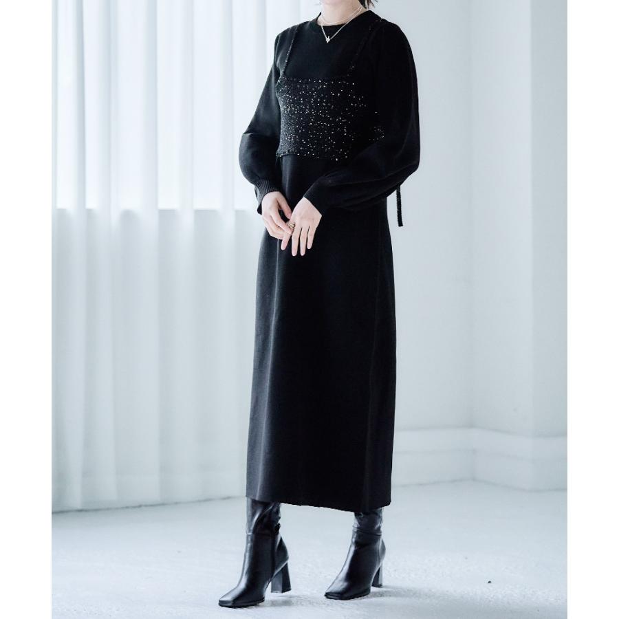 ニットワンピース レディース 秋冬 コクーン ニットワンピースロング