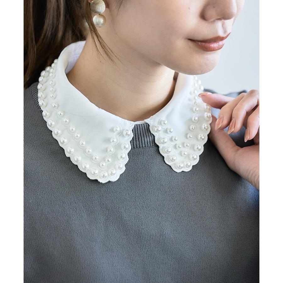 クーポン割 SALE つけ襟 パール レース 付け襟 コーデ 40代 スカラップ 白 刺繍 フォーマル レイヤード オケージョン ...