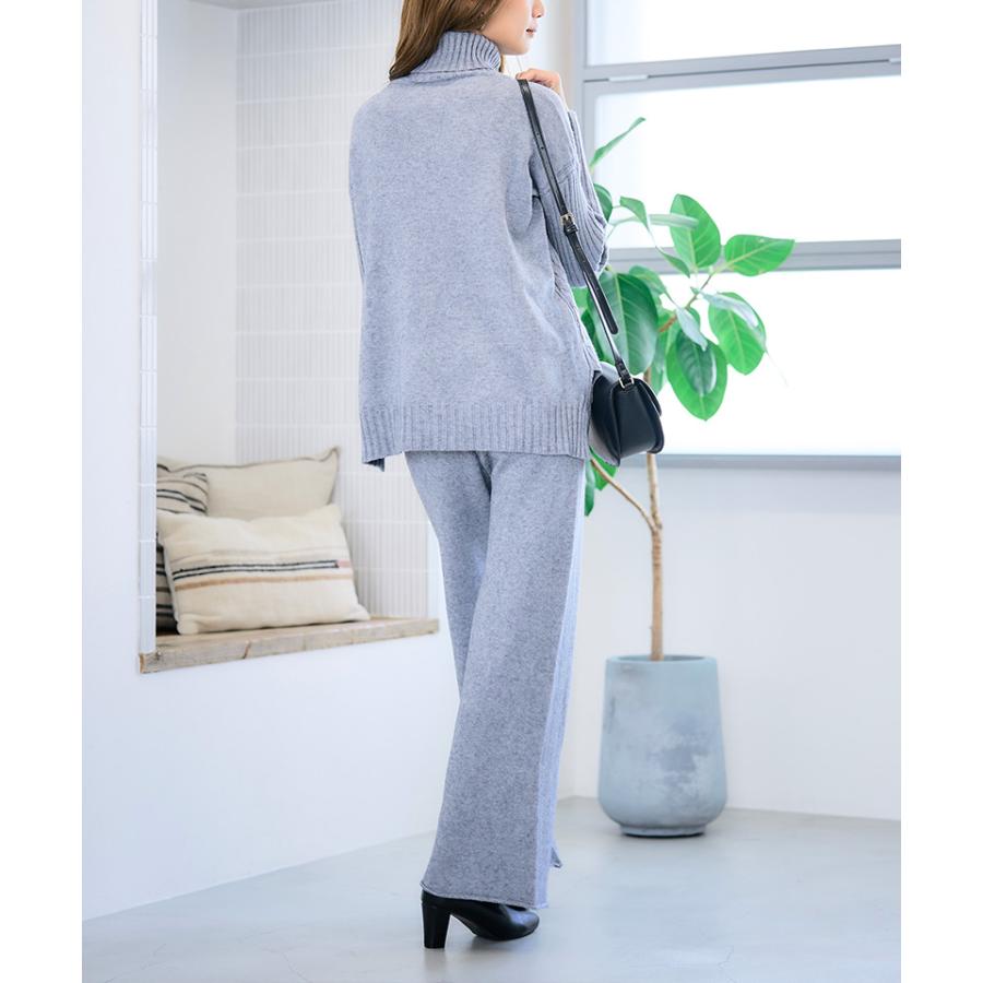 セットアップ レディース 秋冬 40代 ニット パンツ タートルネック