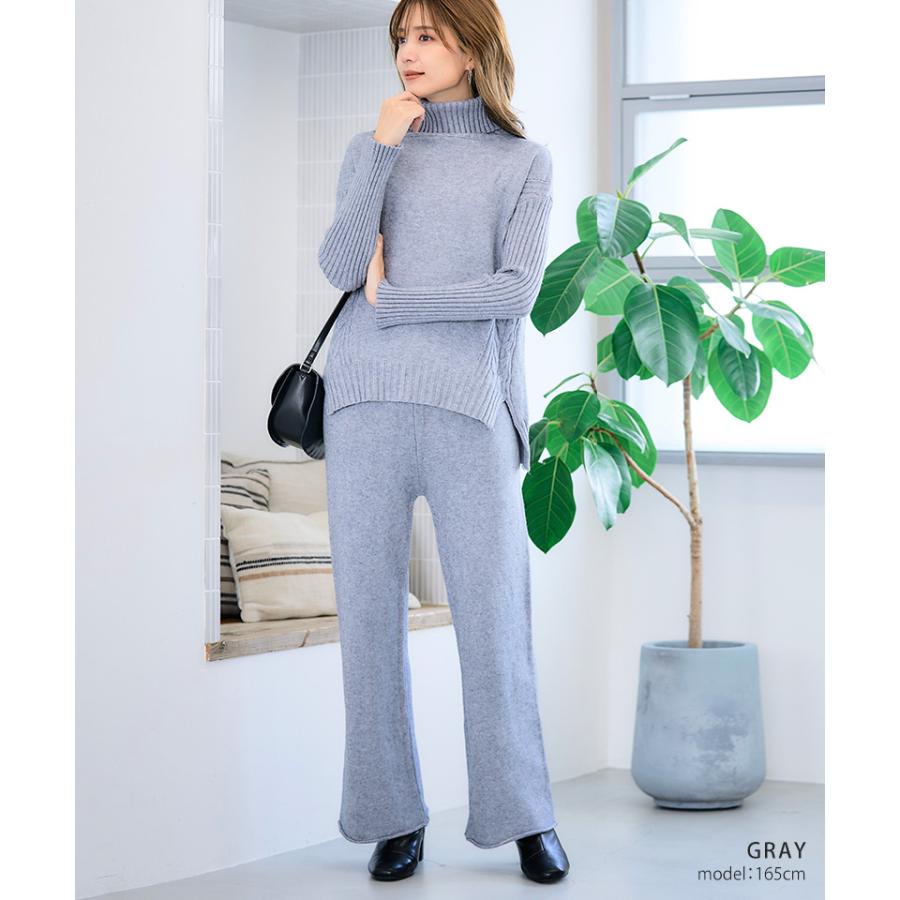 *超美品*PGG 冬 セットアップ レディース セットアップ レディース 秋冬 40代 ニット パンツ タートルネック