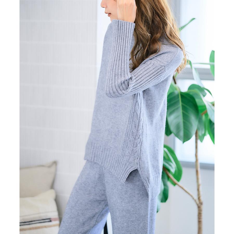 セットアップ レディース 秋冬 40代 ニット パンツ タートルネック