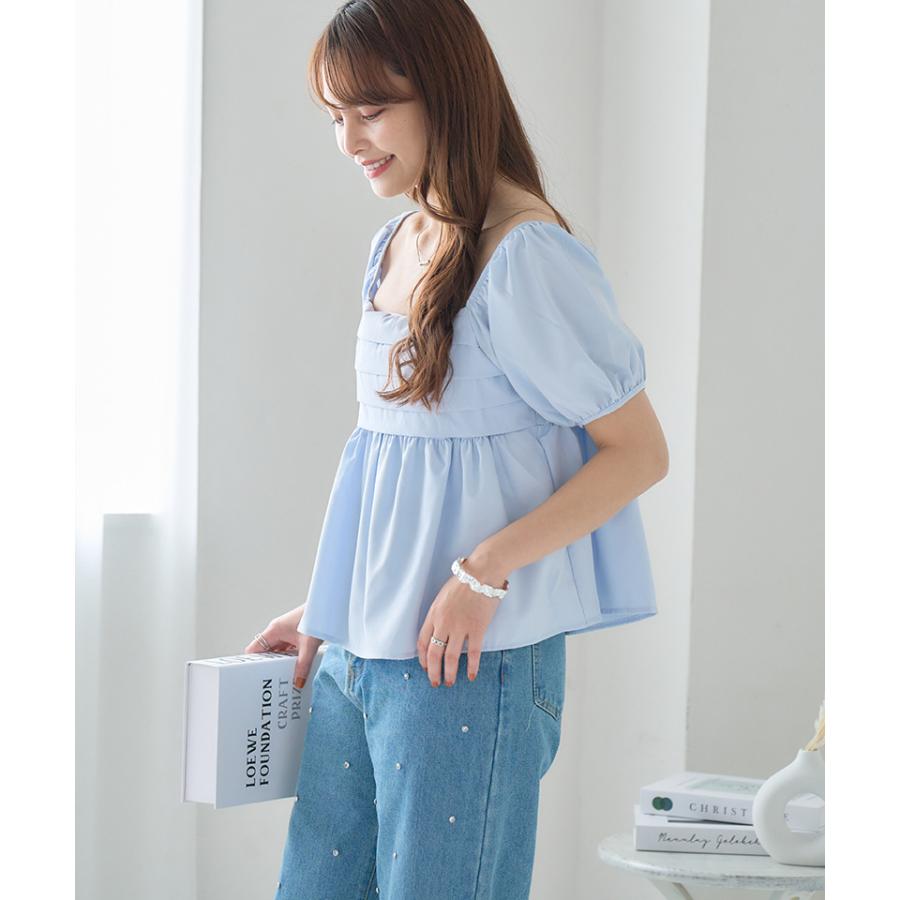 2way オフショルダー ペプラム ブラウス レディース 半袖 パフスリーブ