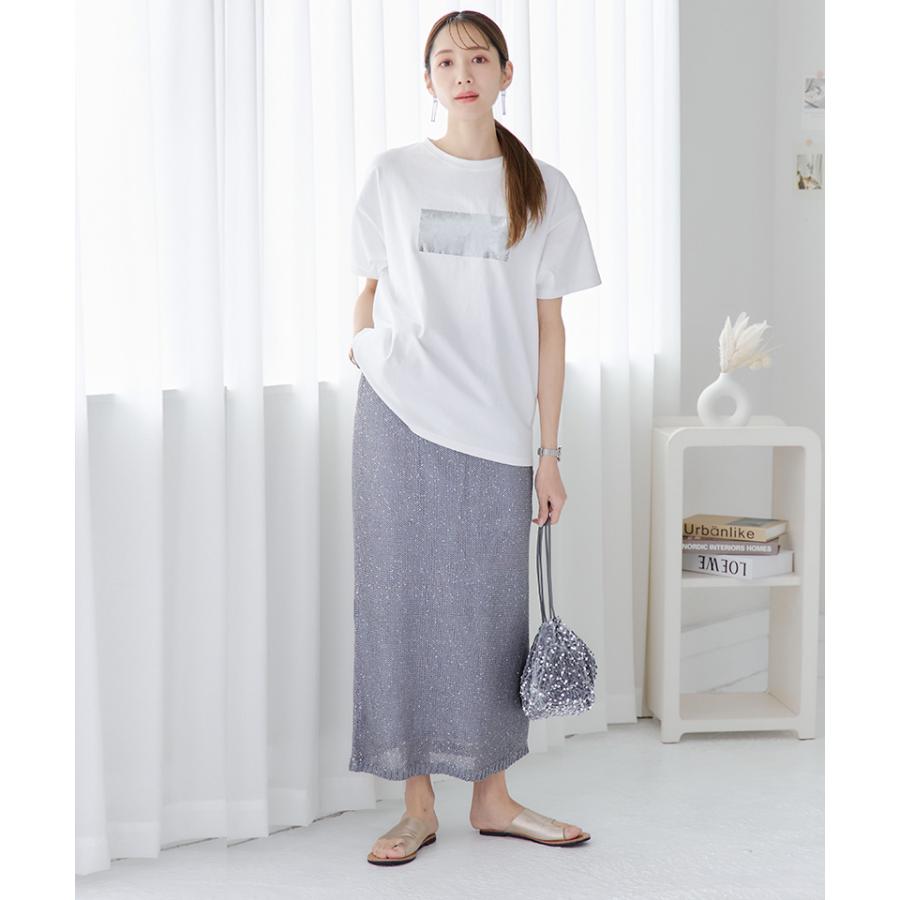 ラメ スパンコール スカート タイトスカート 夏 ロング 低身長 春夏