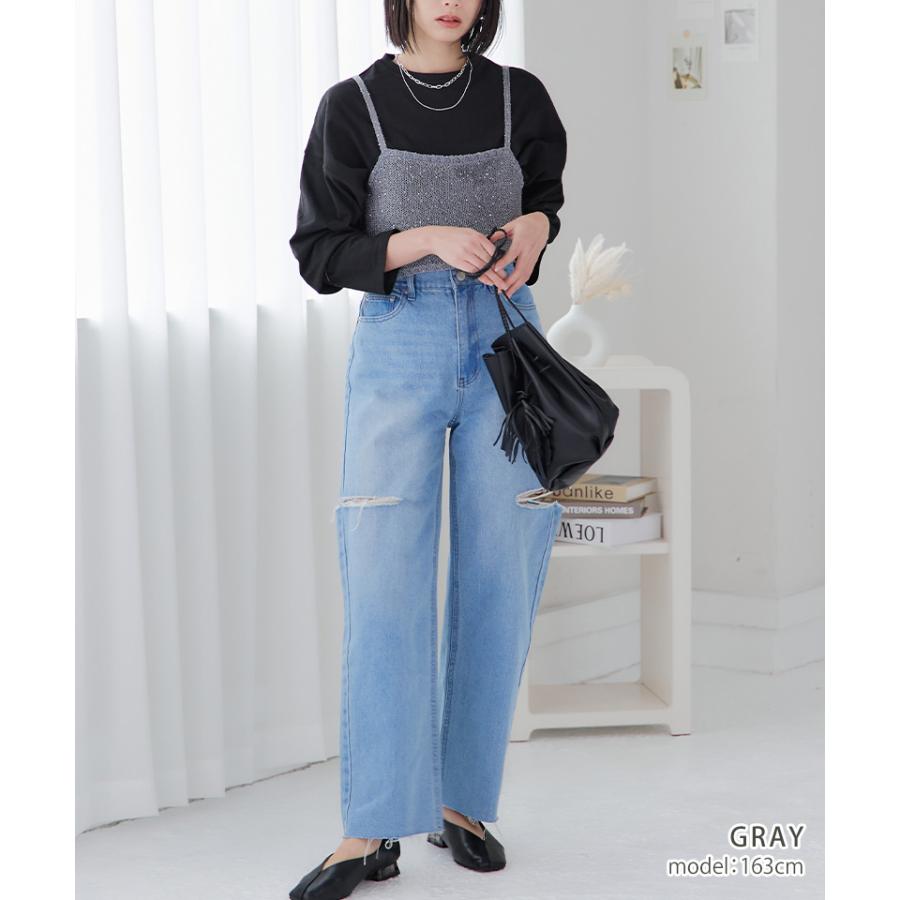 ハンドメイド　ニット　キャミソール( )✩‧₊ ビスチェ キャミソール レディース ラメニット スパンコールニット