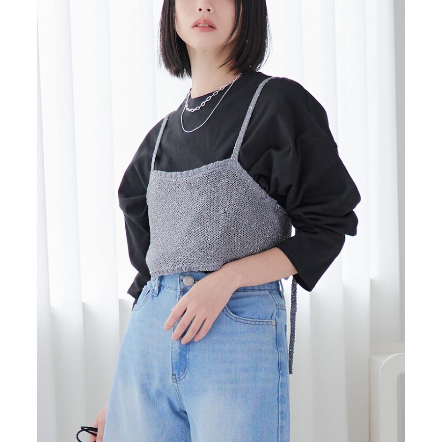 希少✨ ミュウミュウ キャミソール ビスチェ ベアトップ ニット Y2K 40 ビスチェ キャミソール レディース ラメニット スパンコールニット