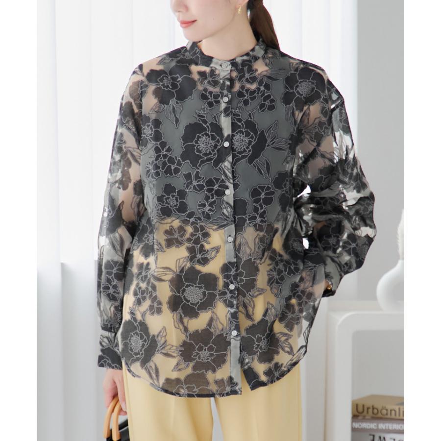 Vince. ★花柄シルクバンドカラーブラウス Vince. ☆花柄シルクバンドカラーブラウス