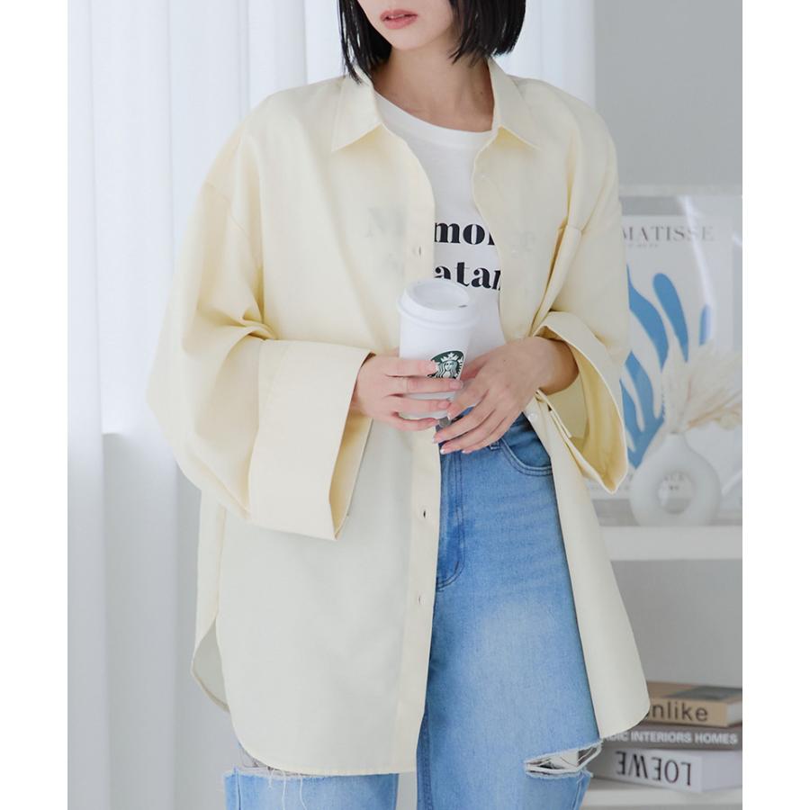 オーバーサイズ シャツ レディース オーバーシャツ 白 ワイドスリーブ