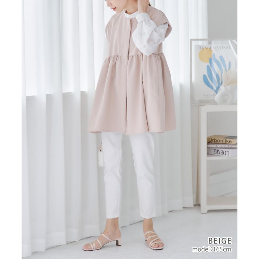 ペプラムジレ ジレ レディース ペプラムベスト ノーカラージャケット