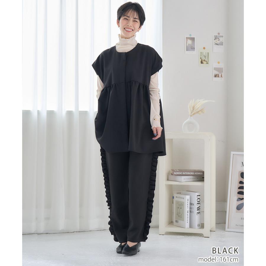 ペプラムジレ ジレ レディース ペプラムベスト ノーカラージャケット