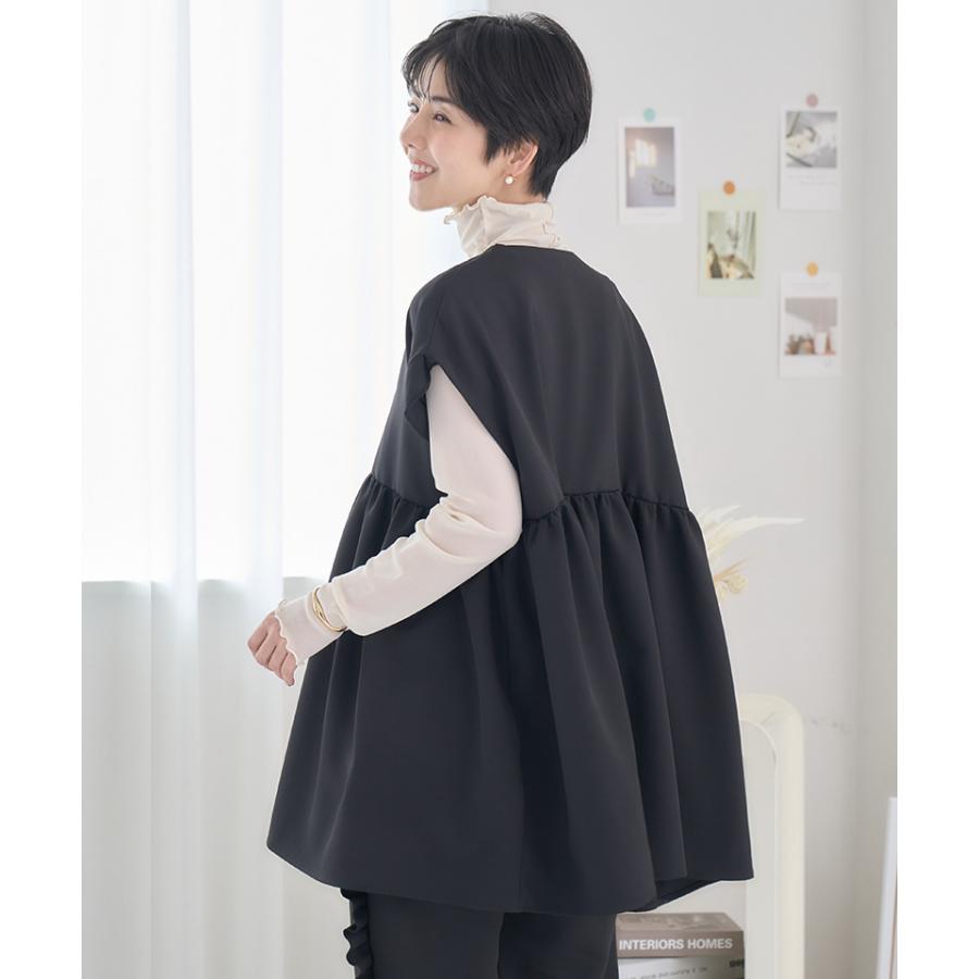 ペプラムジレ ジレ レディース ペプラムベスト ノーカラージャケット