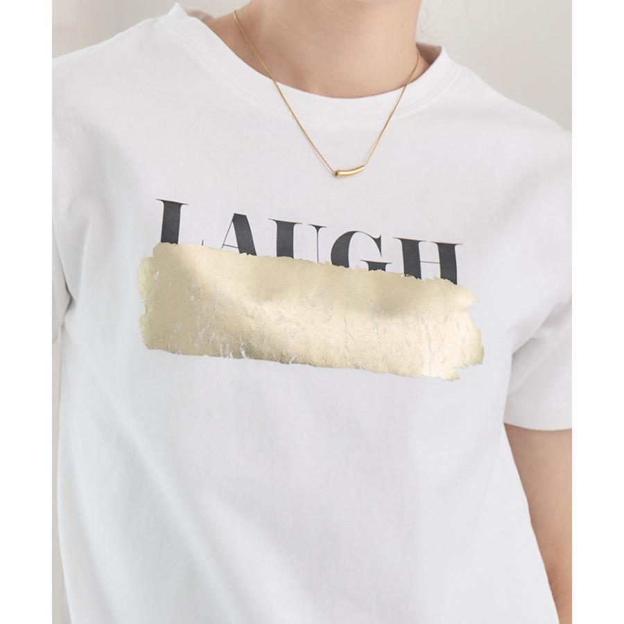 箔ロゴプリントtシャツ tシャツ レディース ロゴ 箔プリントTシャツ t