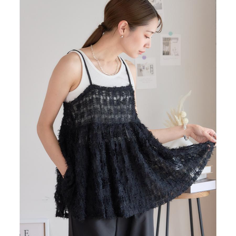 フリンジ シアー シャギー キャミソール ビスチェ ペプラム