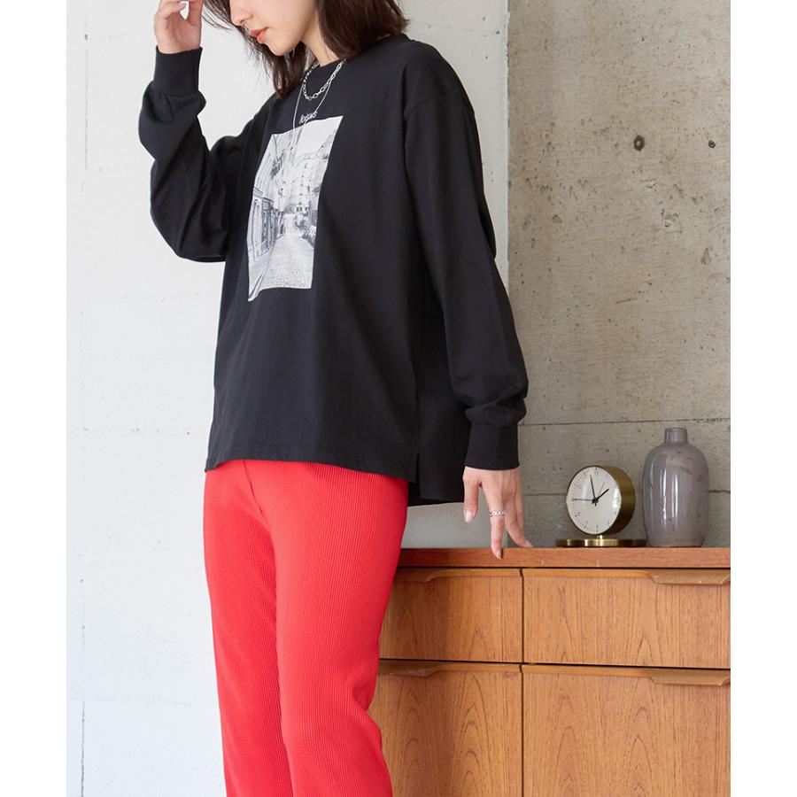 フォトグラフィック ロングTシャツ 長袖 綿100% フォト プリント ロンt