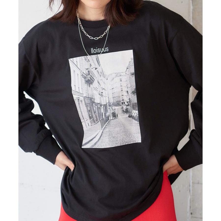 フォトグラフィック ロングTシャツ 長袖 綿100% フォト プリント ロンt 