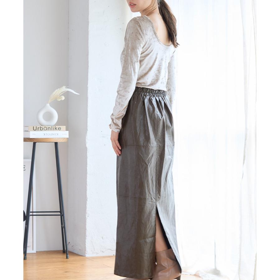 前後2way バックオープン トップス ベロア 黒 背中開き クラッシュ