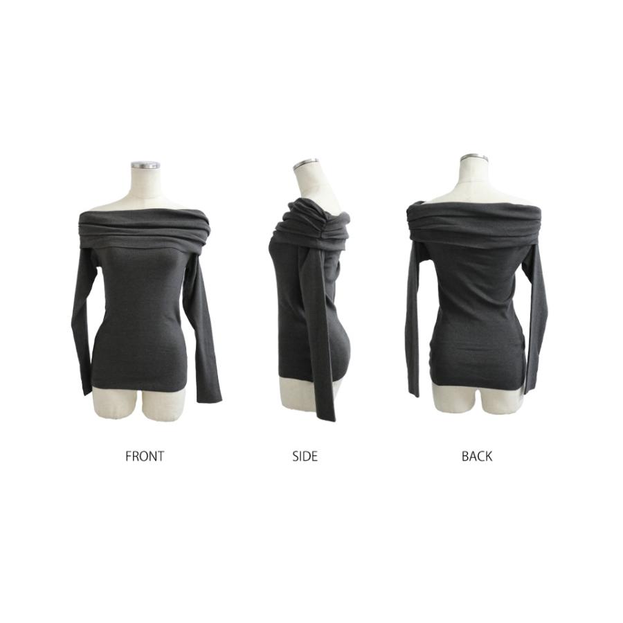 オフショルダー ニット レディース 長袖 秋冬 オフショルニット ギャザー オフショル 肩だし 上品 大人 きれいめ | ブランド登録なし | 17