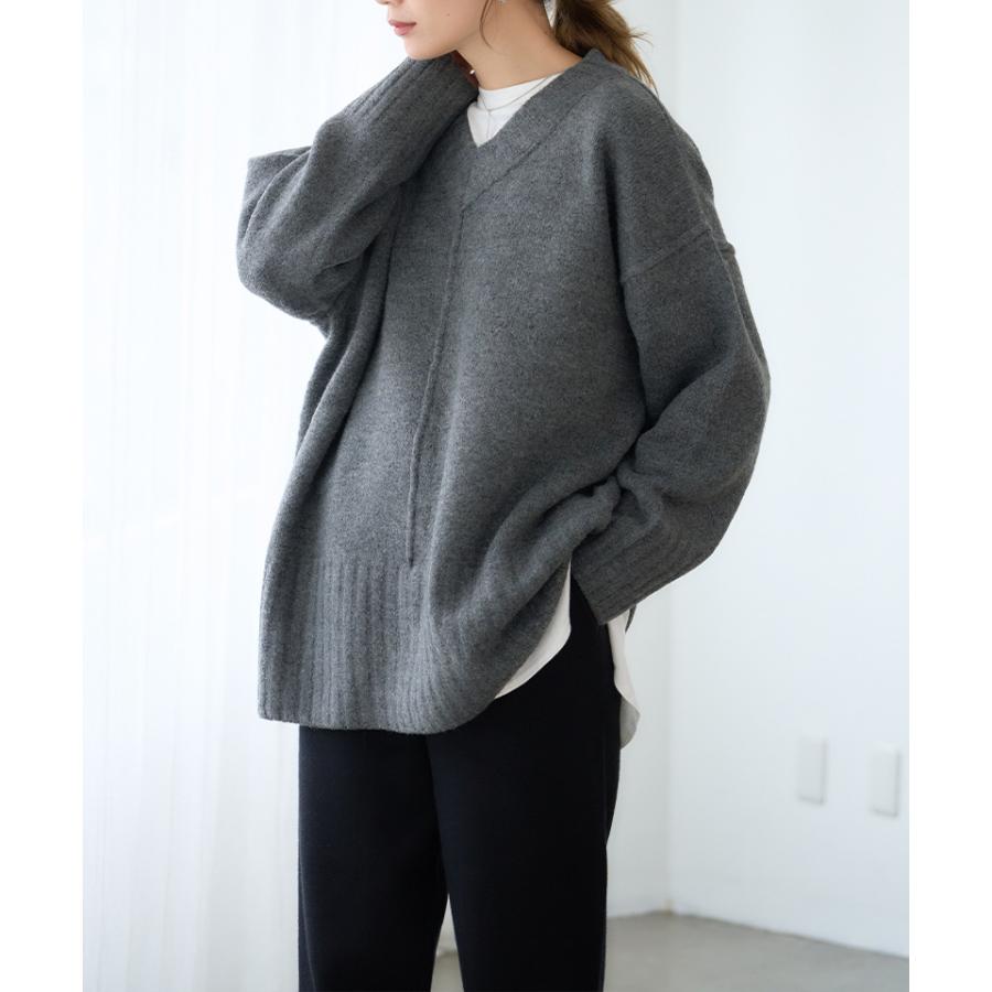 Vネック ニットチュニック オーバーサイズ ニット レディース