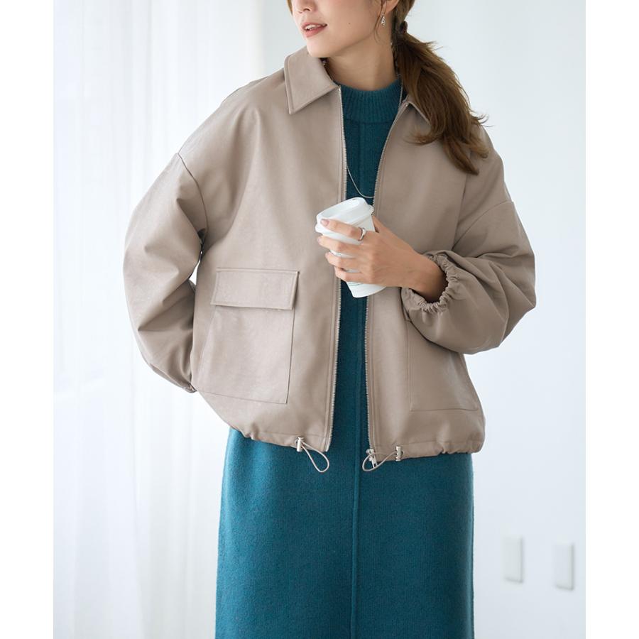 2WAY ファー付き フェイクレザー ブルゾン レディース ジャケット