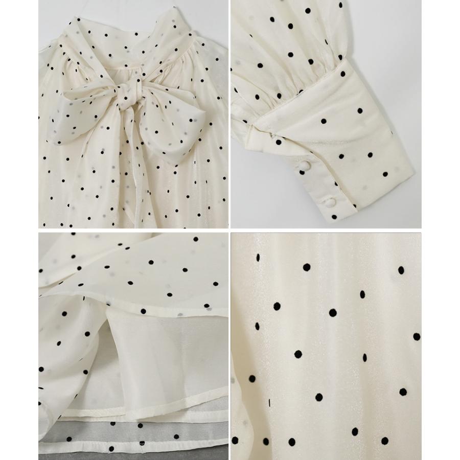 ボウタイ シアーブラウス ボウタイブラウス 長袖 オケージョンブラウス