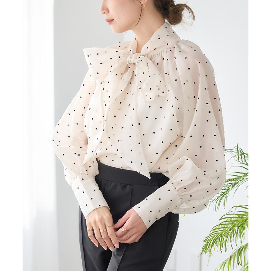 ボウタイ シアーブラウス ボウタイブラウス 長袖 オケージョンブラウス