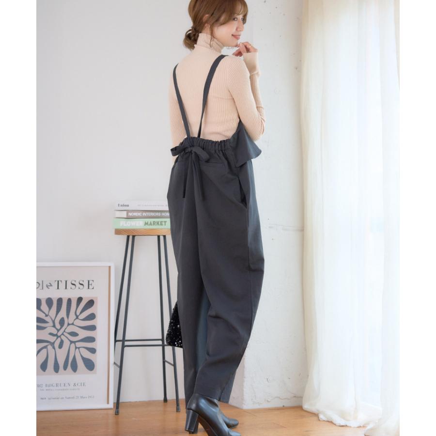 バックリボン フリル サロペット オールインワン レディース パンツ