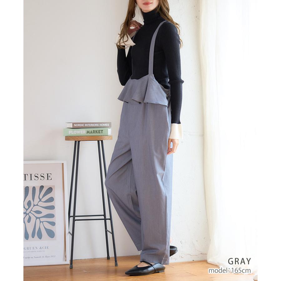 Baycrews バックリボンサロペット バックリボン フリル サロペット オールインワン レディース パンツ