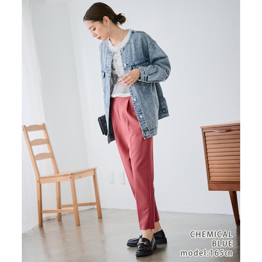 SALE Gジャン レディース オーバーサイズ ノーカラー デニムジャケット