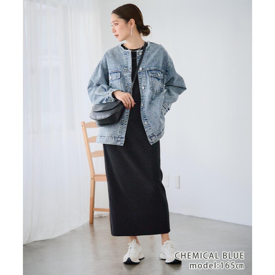 SALE Gジャン レディース オーバーサイズ ノーカラー デニムジャケット