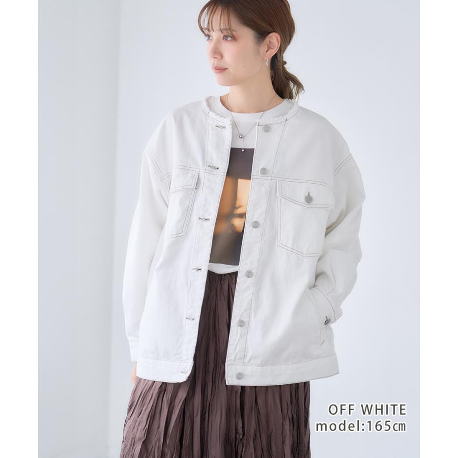 SALE Gジャン レディース オーバーサイズ ノーカラー デニムジャケット