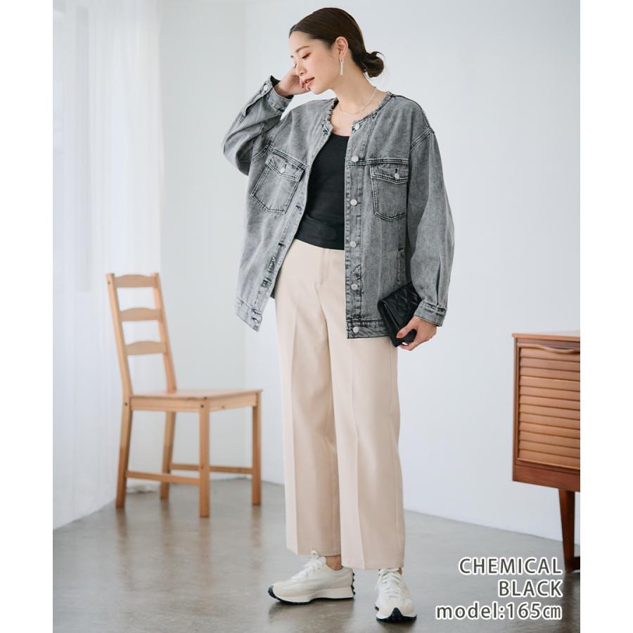 SALE Gジャン レディース オーバーサイズ ノーカラー デニムジャケット