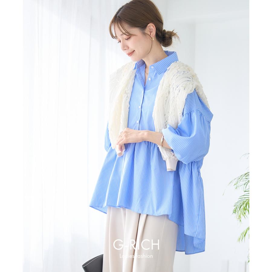 バルーンハーフスリーブ シャツチュニック チュニックシャツ