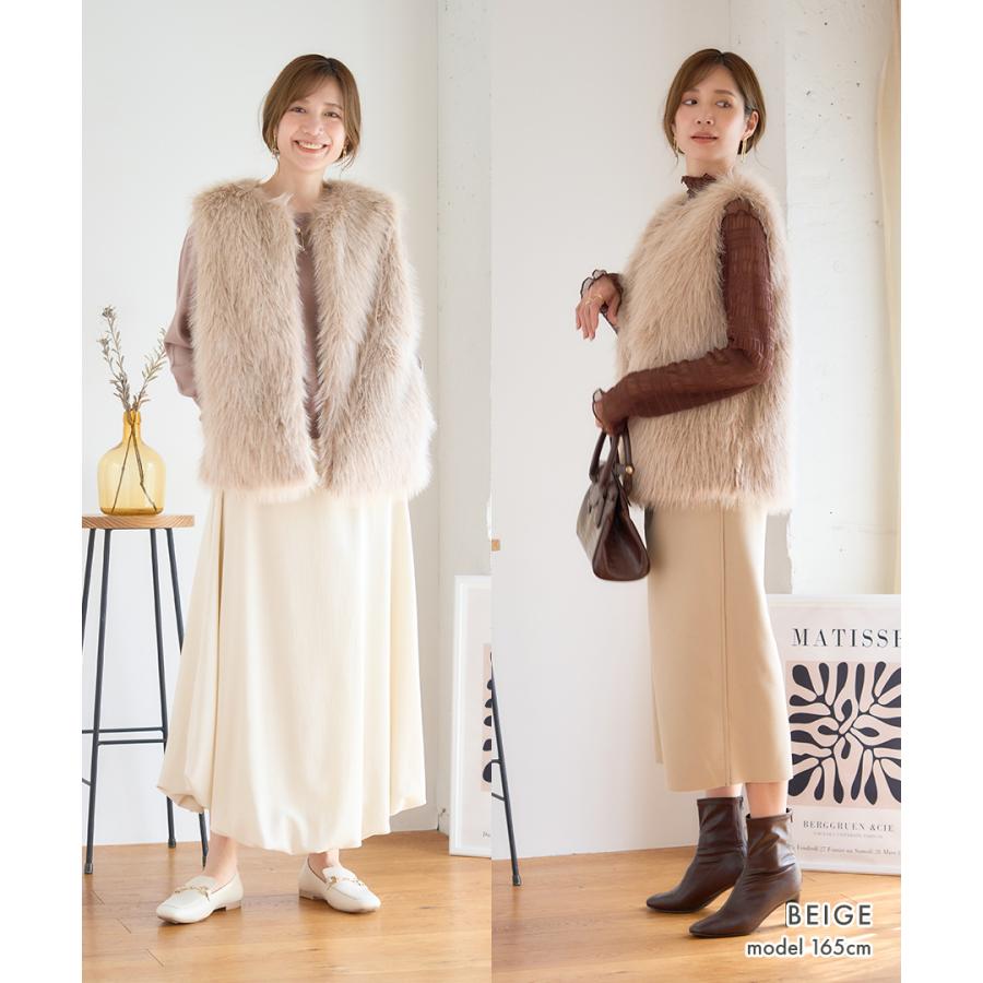 SALE ロングフォックス ファーベスト レディース ファー ベスト ジレ