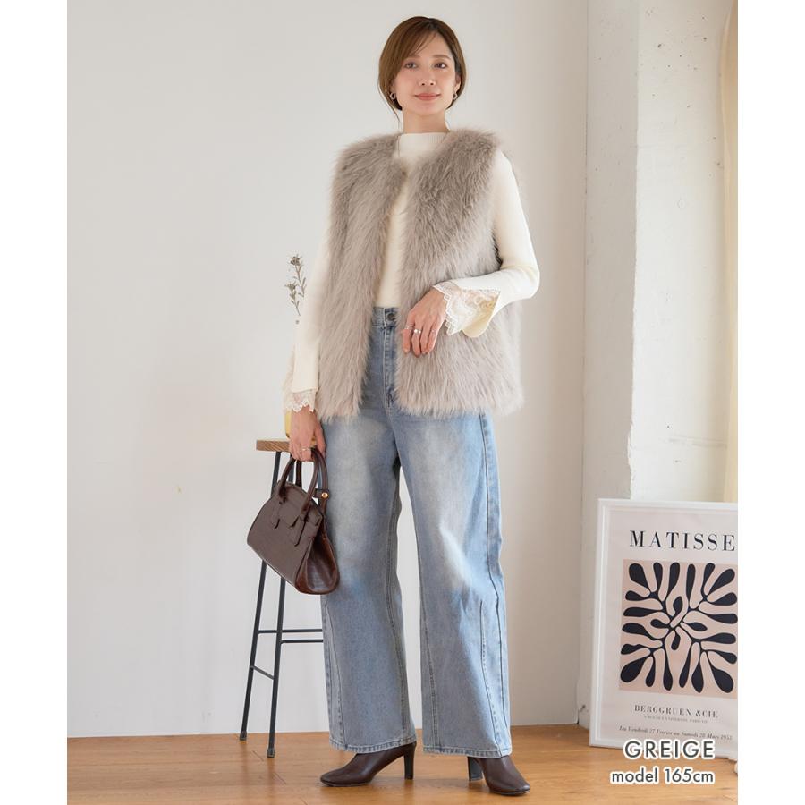 SALE ロングフォックス ファーベスト レディース ファー ベスト ジレ