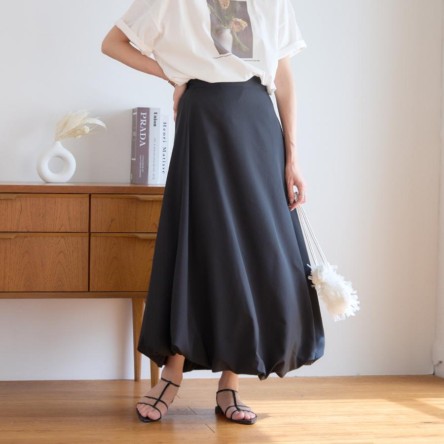 スカート クレープ バルーンスカート レディース ロング 春 夏 秋