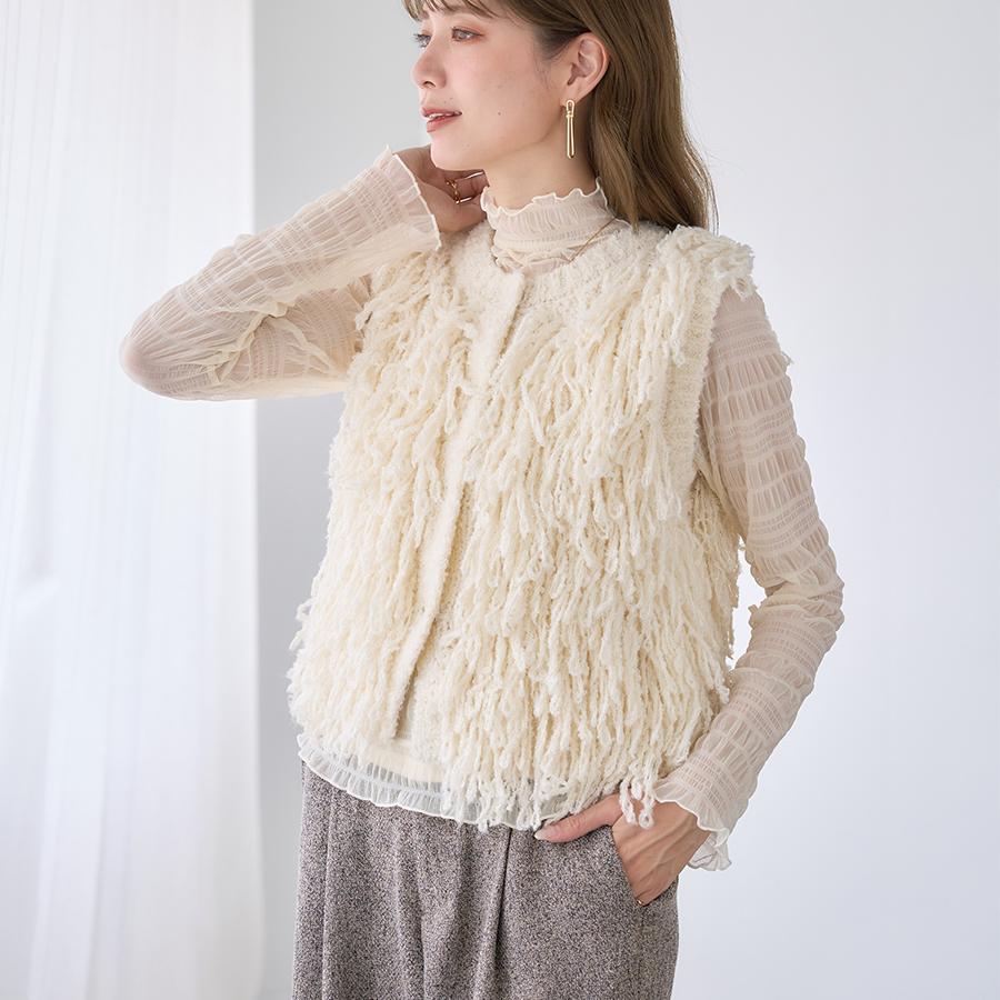 AMBERGLEAM アンバーグリーム フリンジベストセーター Fringe Cotton