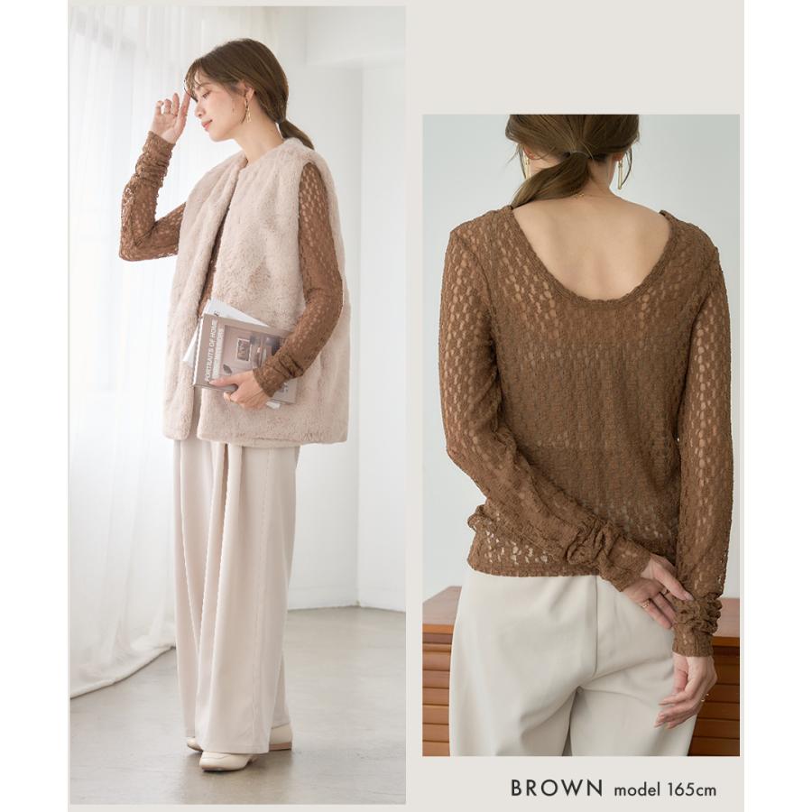 SALE レース トップス レディース 長袖 バックオープン 秋 冬 春