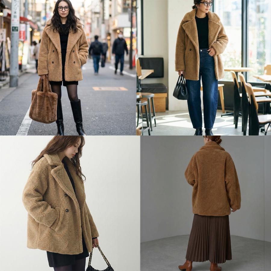 テディボア ミドルコート ボア コート レディース ボアジャケット