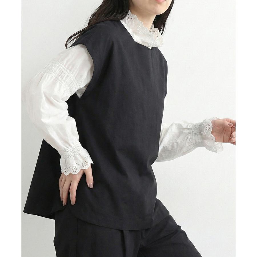 ワッシャーコットン スカラップフリルレースブラウス : GROWINGRICH