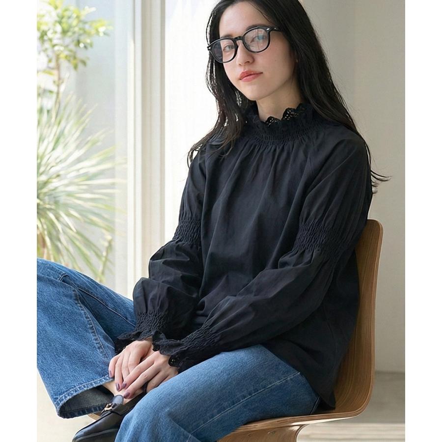 ワッシャーコットン スカラップフリルレースブラウス : GROWINGRICH