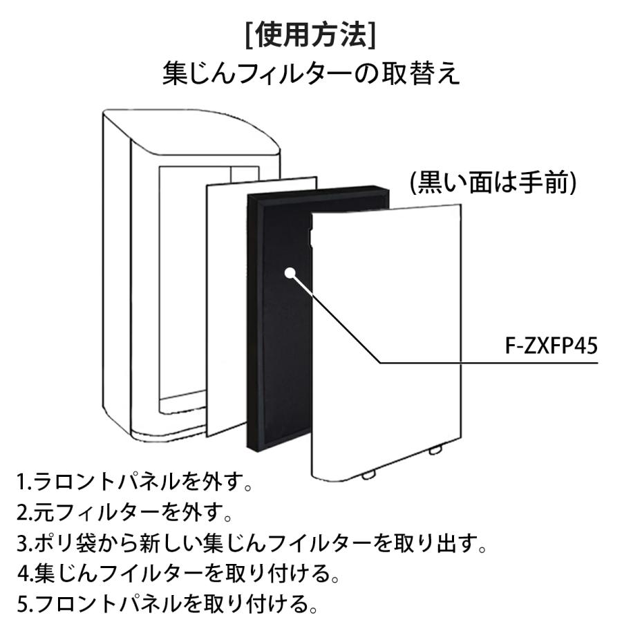 パナソニック 集じんフィルター F-ZXFP45 加湿空気清浄機 フィルター F-VXF45-W F-VXF45-P F-VX40H1 F-VX45E7対応 交換用集塵フィルター 「互換品」｜gride-store｜06