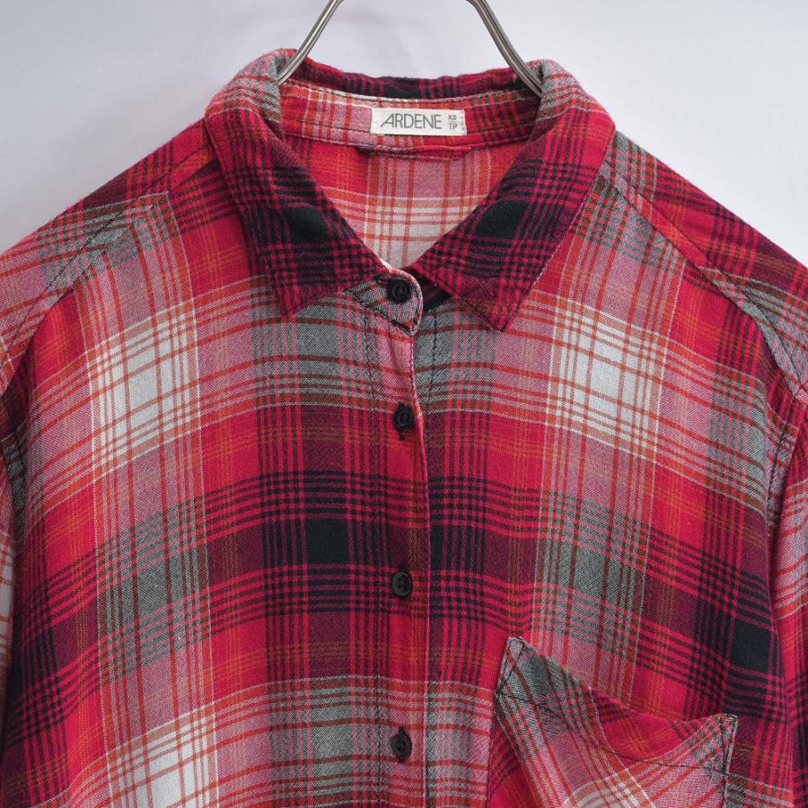 VINTAGE 00s〜 ARDENE オンブレ調 チェック レーヨンシャツ シャドー 