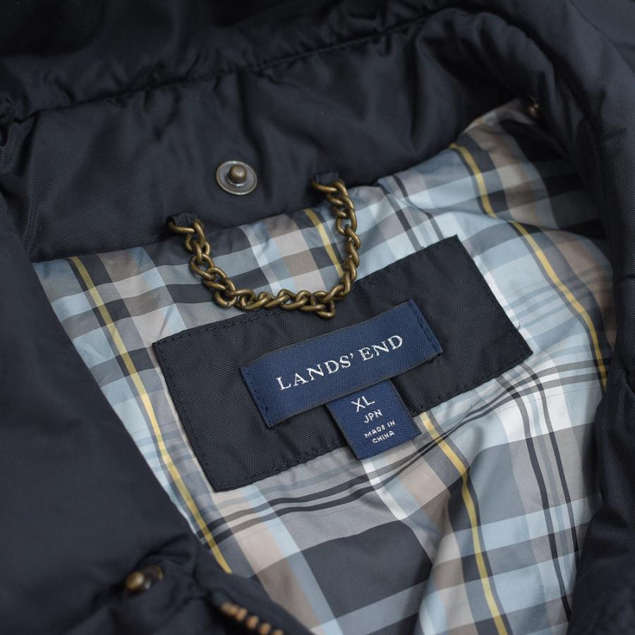 00s〜 LAND'SEND ランズエンド スタンドネック 2WAY ロングコート ヴィンテージ 中綿入り ベルト付き ブラック | ランズエンド | 14