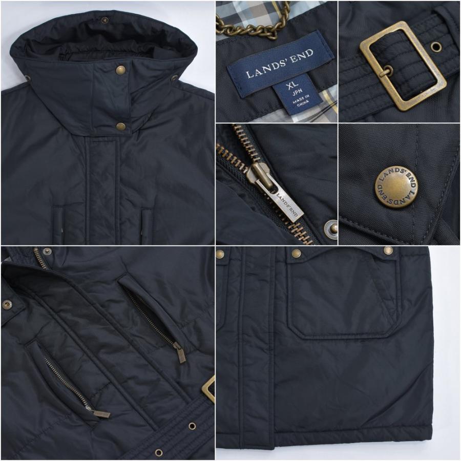 00s〜 LAND'SEND ランズエンド スタンドネック 2WAY ロングコート ヴィンテージ 中綿入り ベルト付き ブラック | ランズエンド | 04