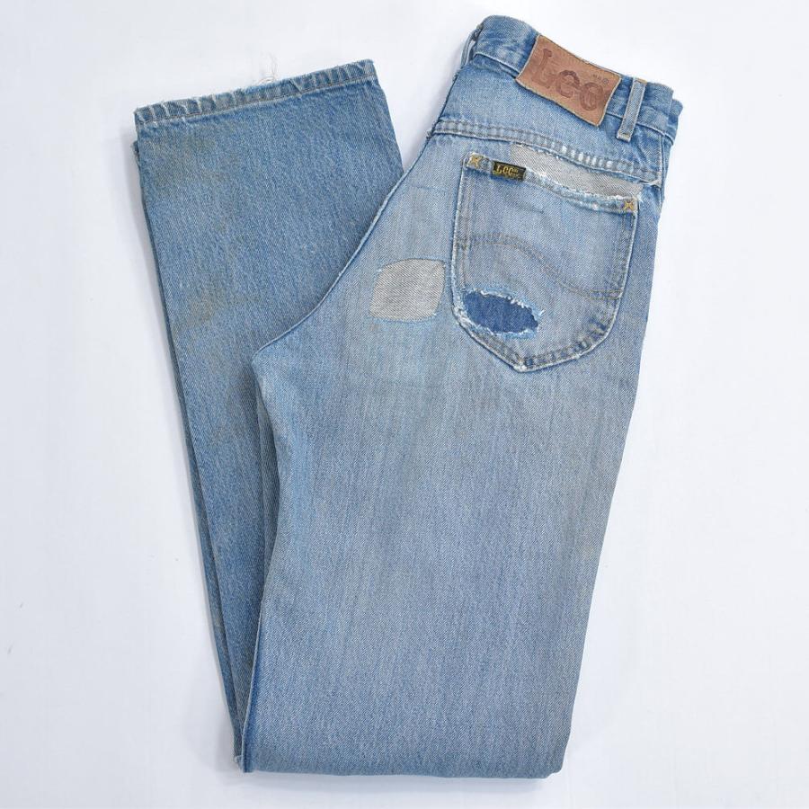 80～90s アメリカ製 Lee200 リー ツギハギリペア デザイン デニムパンツ ヴィンテージ パッチワーク グランジ ライトブルー ビンテージ アメリカ古着 メンズW30インチ Lee（リー） 80〜90s アメリカ製 Lee200 ツギハギリペア デザイン