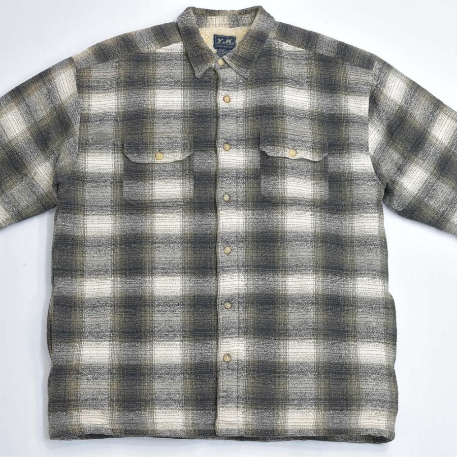 90s Y.K COLLECTION オンブレチェック ボタンアップ ボアジャケット  